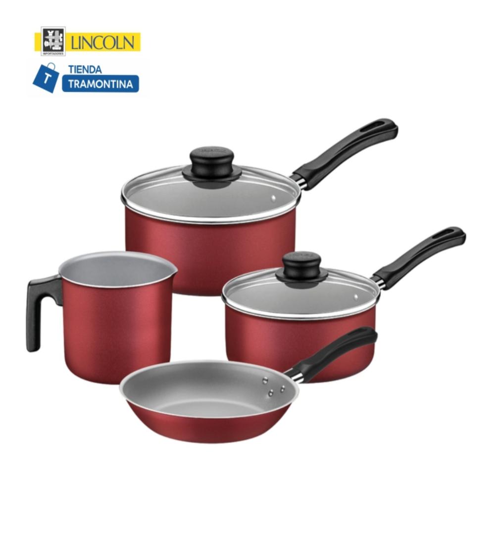 BATERIA TURIM TRAMONTINA ROJA 4 PIEZAS